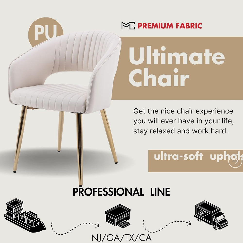 Hyfirm Set of 4 Cream Leather Dining Chairs, Modern Upholstered Kitchen Chair...
