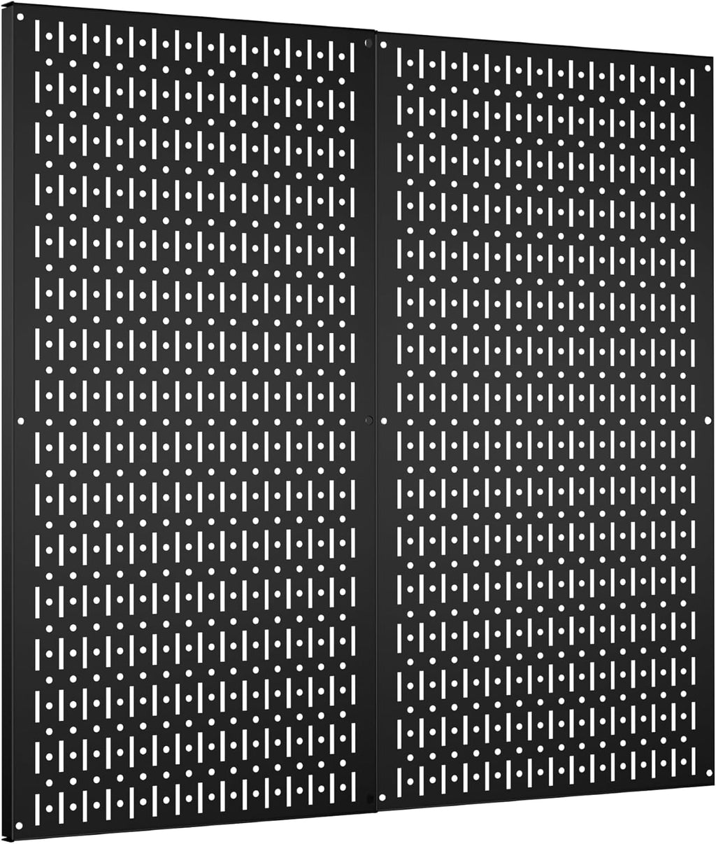 Pegboard Wall Organizer 2 PCS 32" x 16" Black Peg Board Metal Pegboard Panels for Garage Tool Storage