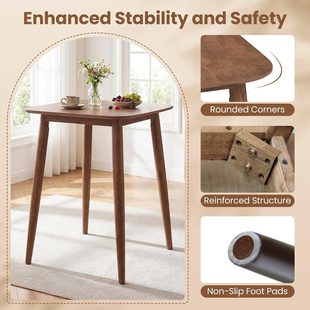 COSTWAY 36 Inch Counter Height Dining Table, Solid Rubber Wood Farmhouse Kitc...