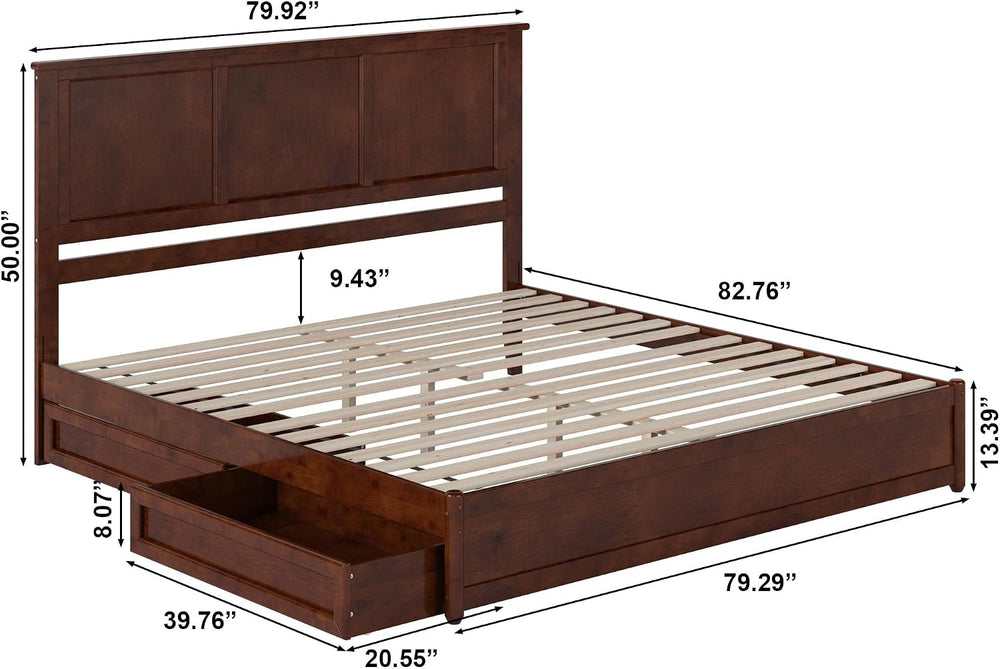AFI, Felicity King Platform Bed with Panel Footboard & Storage Drawers, W...