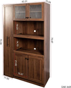 Farmhouse Kitchen Pantry Cabinet with Pull-Out Shelves, 4-Door Storage Organizer for Kitchen & Dining Room