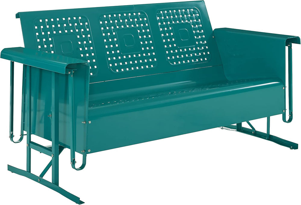 Crosley Furniture Bates Retro Metal Outdoor Sofa Glider, 3-Person Rocking Pat...