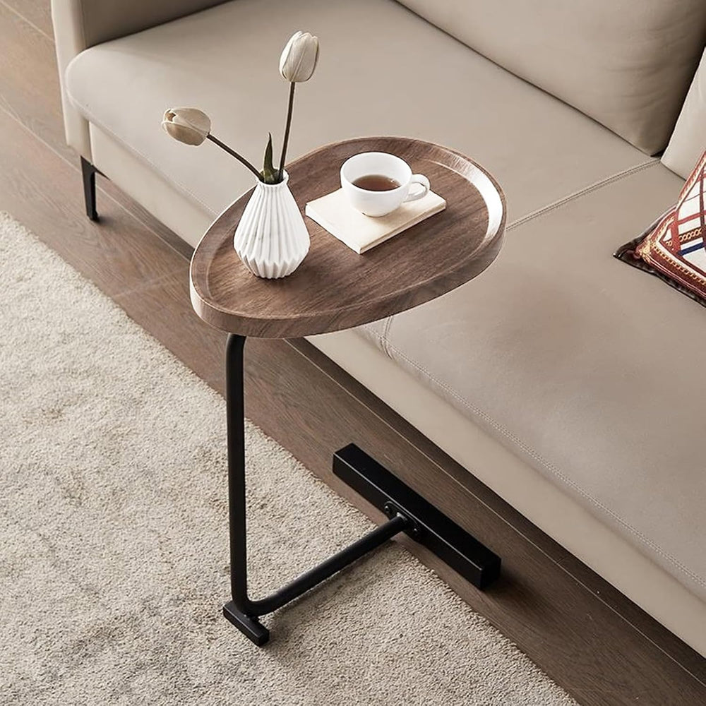 LUCKYERMORE C Shaped End Table,Sofa Side Table with Metal Base,Large Circular...