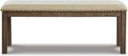 Signature Design by Ashley Moriville Casual Rustic Upholstered Dining Bench, Grey & Brown