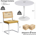 SoarFlash Kitchen Table and Chairs for 2, 24" Dining Table Set for 2 with Velvet Upholstered Chairs, 3 Piece Round Kitchen Table Set, Dining Room Table Set for Small Space, Apartment