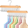 2 Pack Bra Hangers for Closet Organizer Upgraded Non-Slip Bra Organizer for Closet Tank Top Hanger Multi Hangers Space Saving with 20 Hooks for Belt, Tie, Tank Top, Necklaces