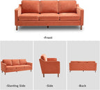 Kingfun Living Room Furniture Sets, 3 Seater Couch and Armchair, Mid Century Modern Sofa Set, Chenille Couch with Solid Wood Frame for Living Room & Bedroom, Orange