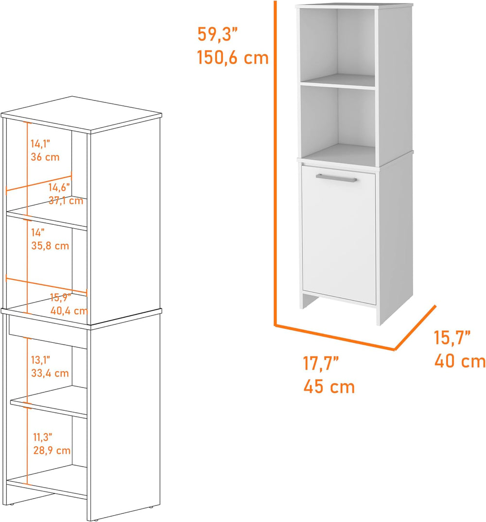 Modern Kitchen Pantry, White Storage Cabinet with 2 External Shelves, Single ...