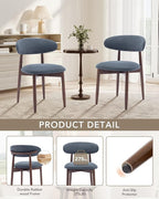 Dining Room Chairs Set of 2, Upholstered Farmhouse Dining Chairs, Modern Fabric Kitchen Chairs with Solid Wood Leg,Blue