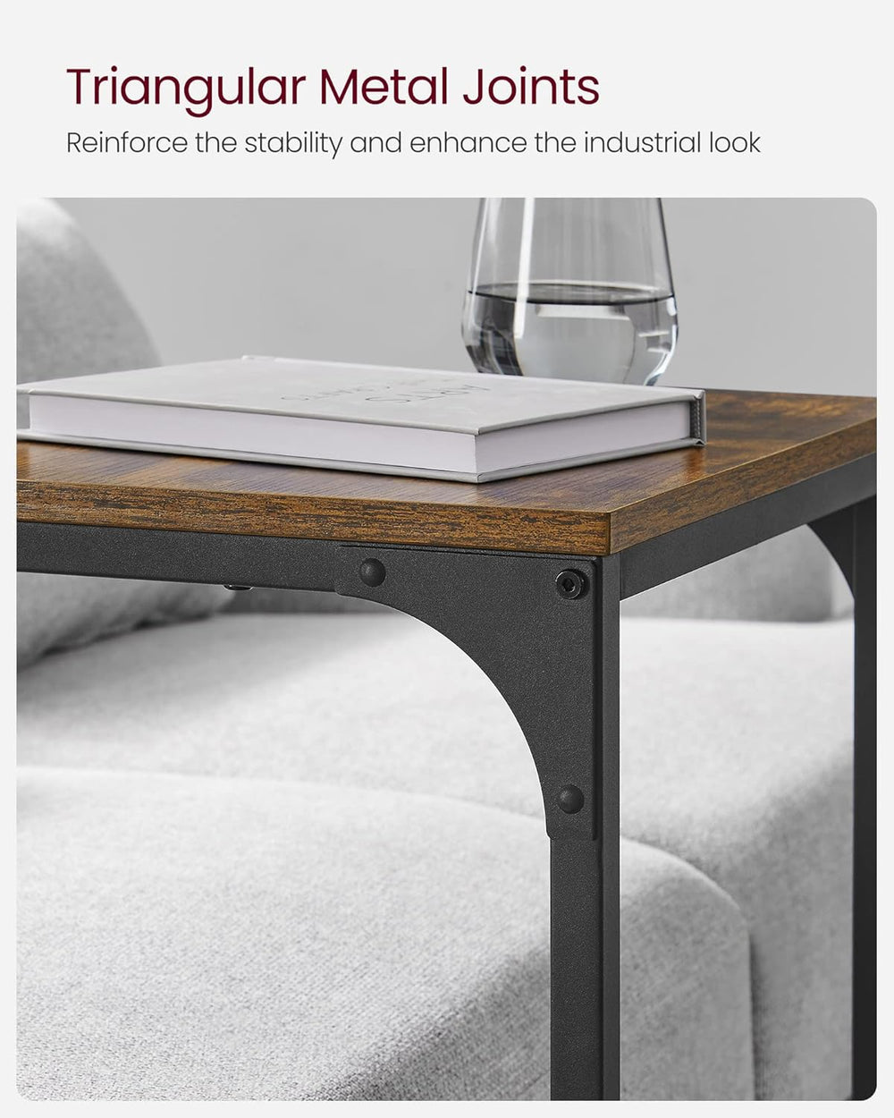 VASAGLE C-Shaped End Table, Side Table for Sofa, Couch Table with Metal Frame...