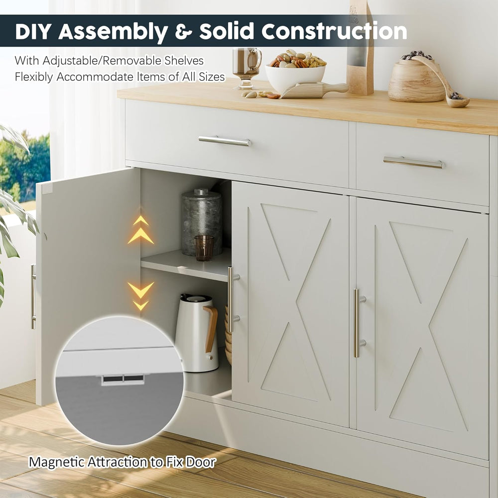 SUNLEI Kitchen Buffet Sideboard Cabinet with Storage, Farmhouse Kitchen Cabin...