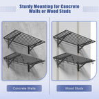 2-Pack 2x4ft Garage Shelving Wall Mounted, 2' x 4' Heavy Duty Garage Storage Shelves with Hooks, 400LB Capacity