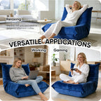 Trenda Bean Bag Chairs for Adults - Comfy High-Density Foam Fireside Chair, Adult Size, Soft Dutch Velvet Cover Beanbag Couch, Versatile for Living Room, Bedroom, Dorm, Reading & Gaming (Royal Blue)