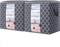 WISELIFE Storage Bags 2 Pack/100L Large Blanket Clothes Organization and Storage Containers for Comforters,Bedding, Foldable Organizer with Reinforced Handle, Clear Window, Sturdy Zippers,Gray