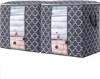 WISELIFE Storage Bags 2 Pack/100L Large Blanket Clothes Organization and Storage Containers for Comforters,Bedding, Foldable Organizer with Reinforced Handle, Clear Window, Sturdy Zippers,Gray