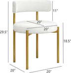 Boucle Dining Chairs Set of 4, White Dining Chairs with Upholstered Seat and Gold Legs, Mid-Century Modern Kitchen Chairs for Dining Room, Restaurant