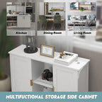 TaoHFE White Buffet Cabinet with Storage,Wooden Narrow Sideboard Entryway Cabinets,Modern White Cabinet with Doors Credenza