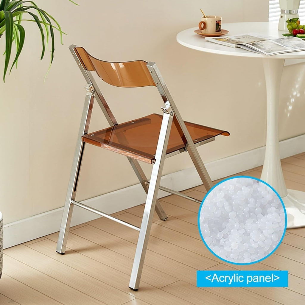 Modern Transparent Folding Chair Acrylic Folding Ghost Stackable Crystal Seat-PC Plastic Living Room(Transparent)