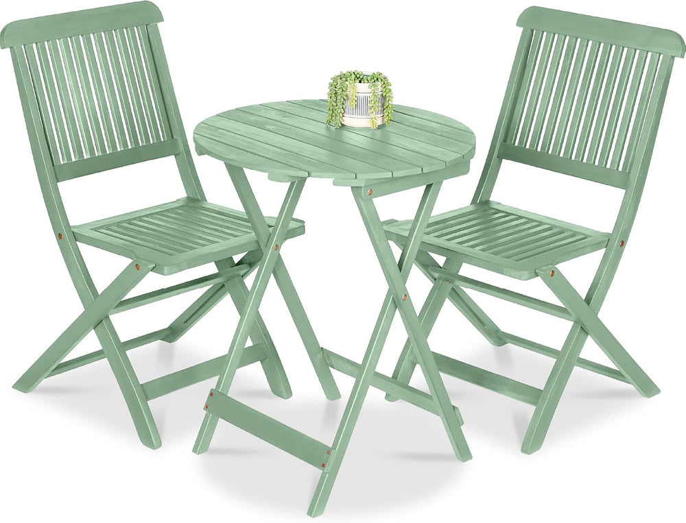 Best Choice Products 3-Piece Acacia Wood Bistro Set, Folding Patio Furniture ...