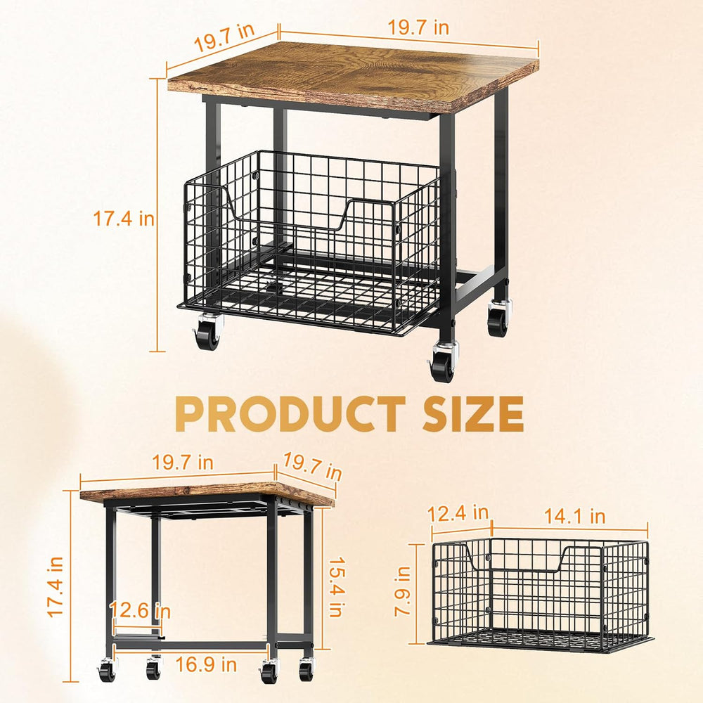 Mini Fridge Stand with Storage, Small Refrigerator Stand with Wheels, Rolling...