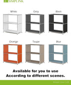 32-Inch 2-Tier Metal Bookcase, Open Shelf Storage Organizer for Living Room, Bedroom, Side Table or Nightstand Use, Modern DIY Assembly, Blue