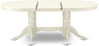 East West Furniture VABO5-LWH-LC 5 Piece Kitchen Table & Chairs Set Includes an Oval Dining Room Table with Butterfly Leaf and 4 Faux Leather Upholstered Chairs, 40x76 Inch, Linen White