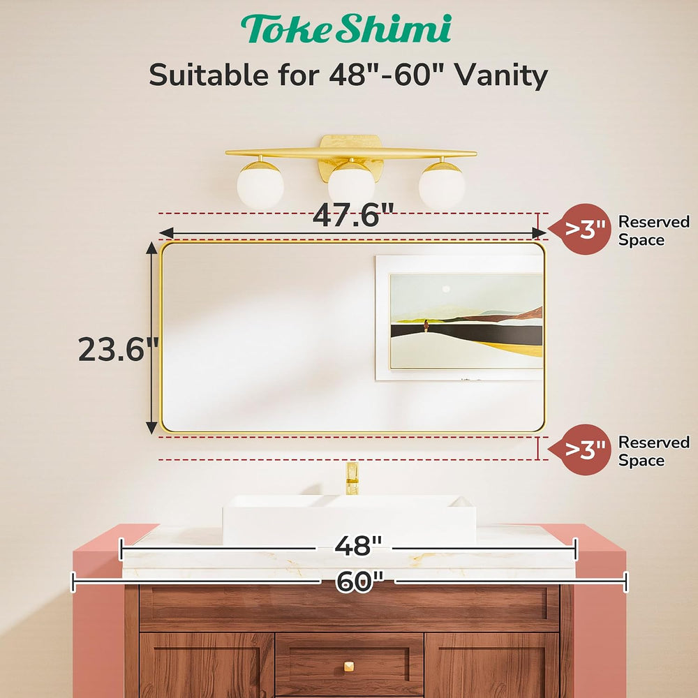 TokeShimi 48x24 Brushed Nickel Bathroom Mirror for Over Sink,Bathroom Rectang...
