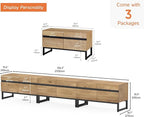 WAMPAT 3-in-1 Modern TV Stand for Up to 110 Inch TVs, Large Wood Entertainment Center Media Console with Storage Cabinets and Metal Base for Living Room, Oak