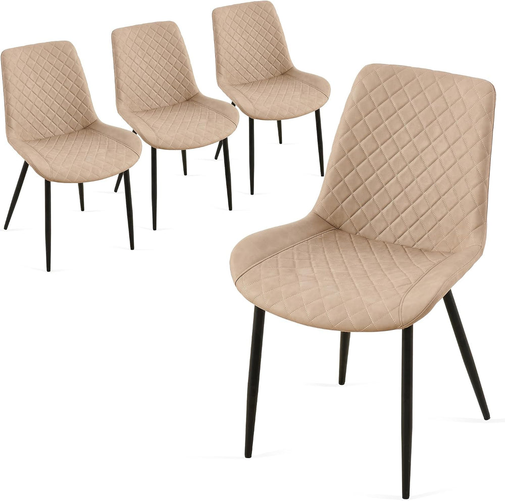 Dining Chairs Set of 4, Modern Upholstered Faux Leather Dining Room Chairs wi...