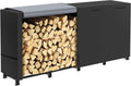 8ft Firewood Rack Outdoor with Waterproof Widened Cover, Heavy Duty Firewood Holder Included Supporting Strap, Powder-coated Wood Rack for Firewood Storage