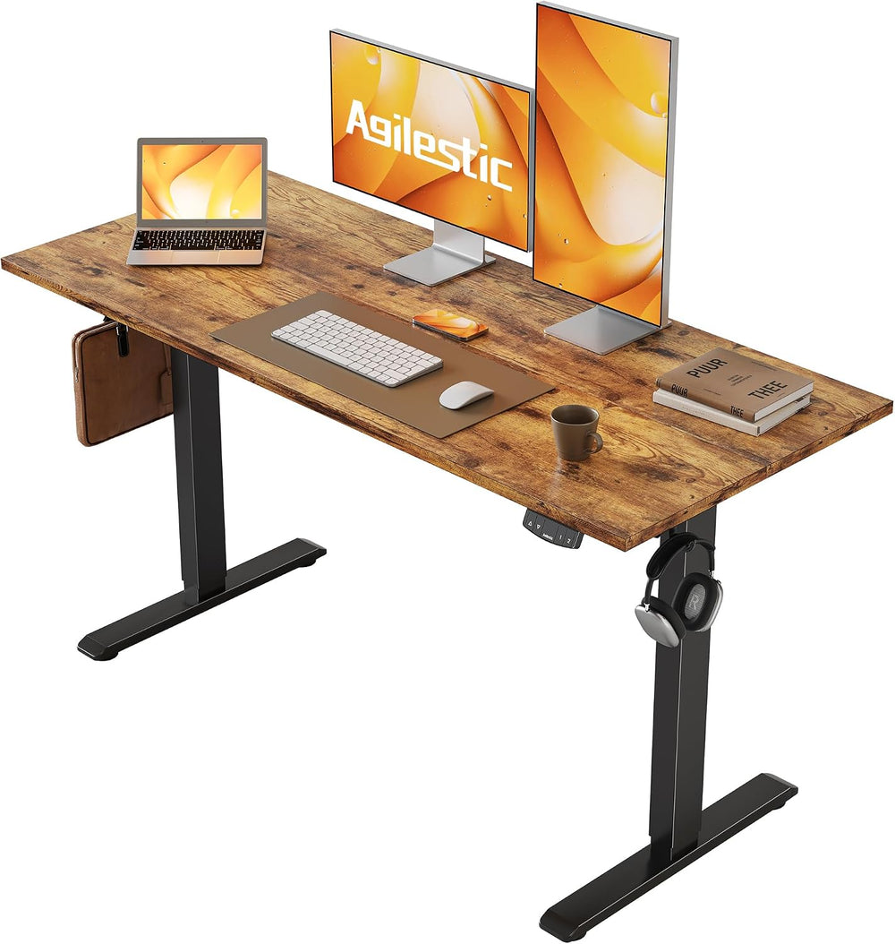 Agilestic 48*24 Inch Height Adjustable Electric Standing Desk, Rustic Brown