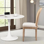 3-Piece 31.5" Round Dining Table Set for 2 with Upholstered Chairs – Space-Saving Modern Small Kitchen Cafe Bistro Set(Round Beige Linen Chair)