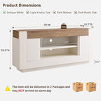 OKD Modern 70" TV Stand, Entertainment Center for TVs Up to 80", Media Console with Large Open Storage & Side Cabinets, Thick Wood Design for Living Room, Antique White