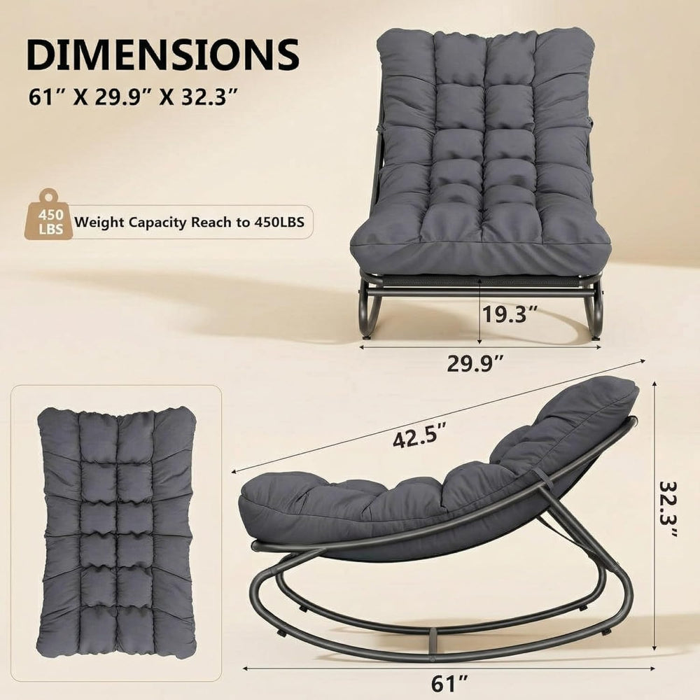 GarveeTech Outdoor Papasan Rocking Chair, Oversized Egg Rocker with Adjustabl...