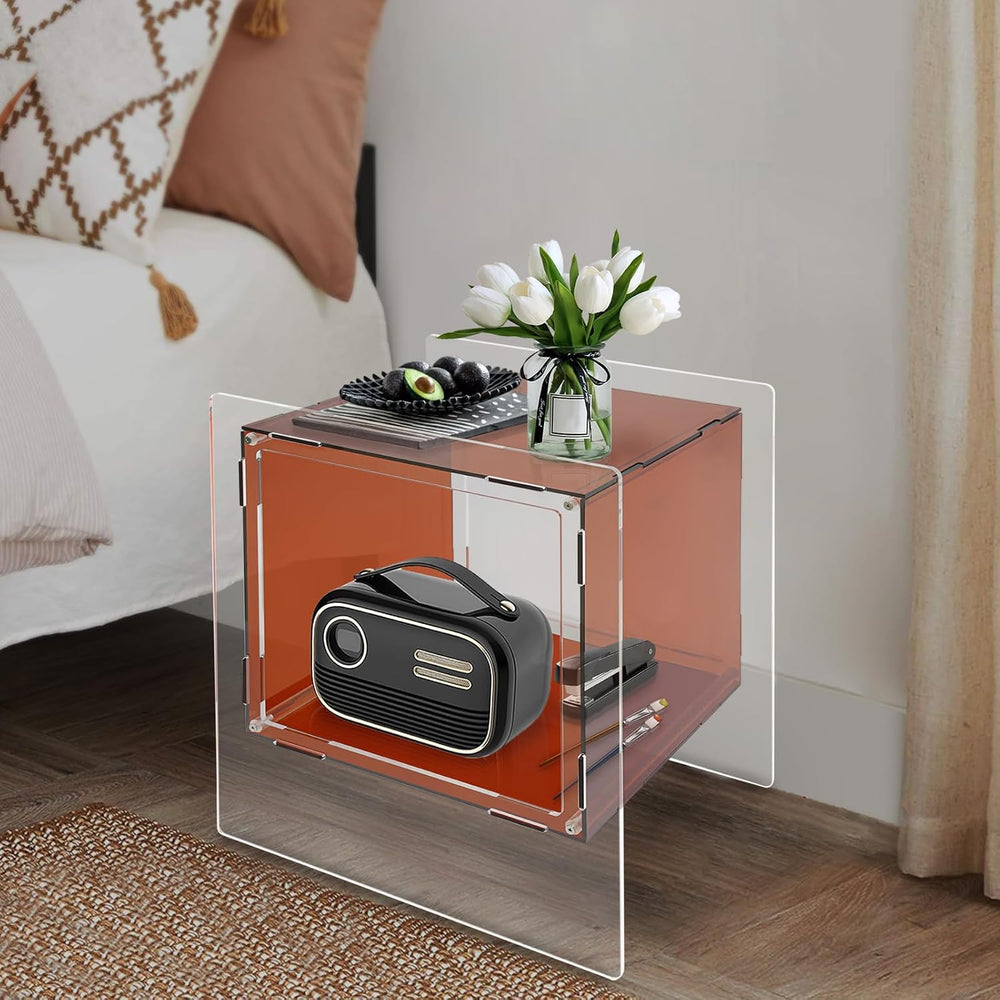 Acrylic End Table, 18.11" L X 15.75" W X 21.65" H Acrylic Nigh...