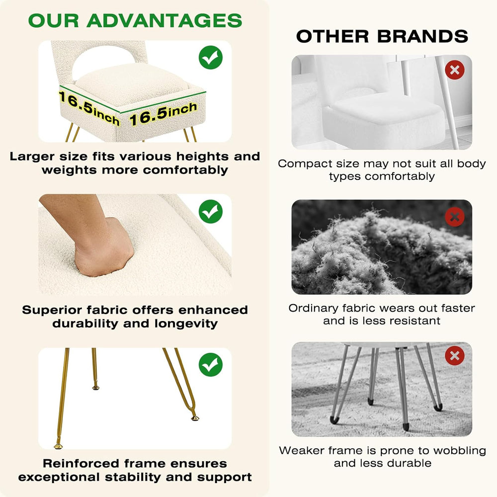 Vanity Stool with Storage & Folding Backrest, Cute White Faux Fur Makeup ...