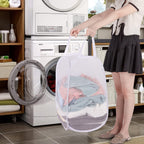 BATTOO Deluxe Strong Mesh Pop up Laundry Hamper Basket with Side Pocket for Laundry Room, Bathroom, Kids Room, College Dorm or Travel 3 Pack White