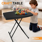VINGLI 30" Small Folding Table Portable, Laptop TV Tray, Camping Table | 3 Ajustable Height, HDPE Top with Steel Frame,Black- Small Office Spaces, Gaming Station, a Craft Table or Dining