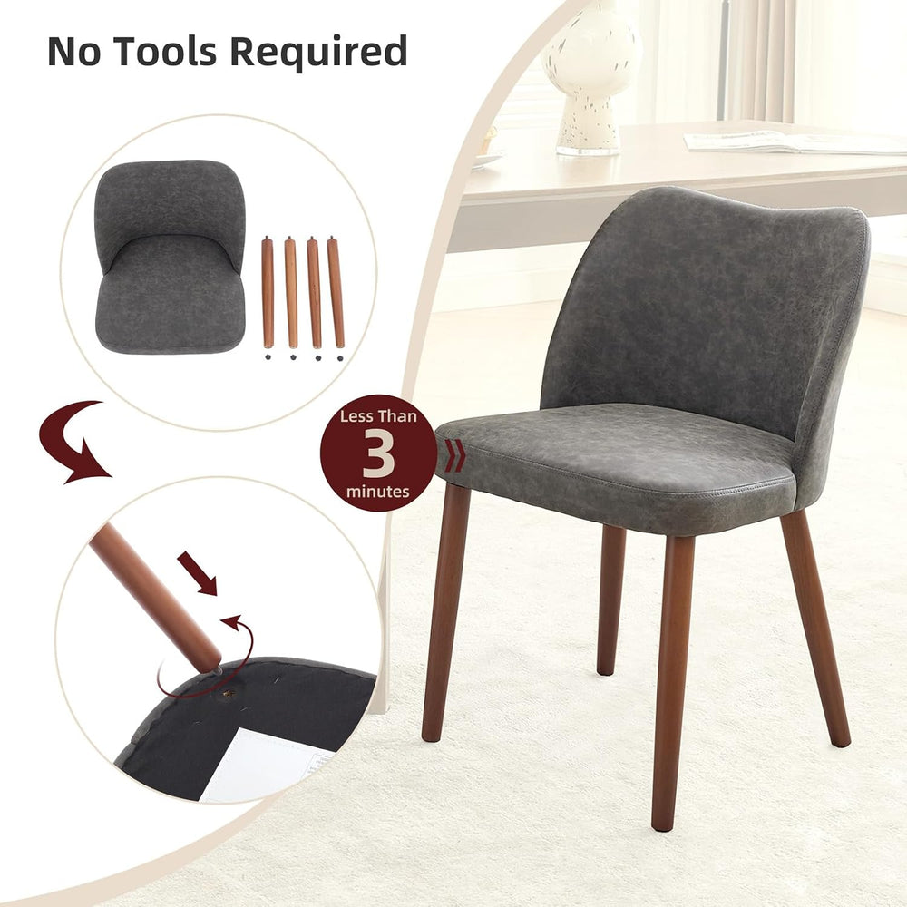 Modern Dining Chairs Set of 4, Upholstered Faux Leather Kitchen Side Chairs w...
