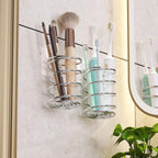 Wall-Mounted Spiral Hair Tool Holder, Adhesive Bathroom Organizer for Toothbrush and Makeup Brushes, Stainless Steel, 8 x 7 cm (3)