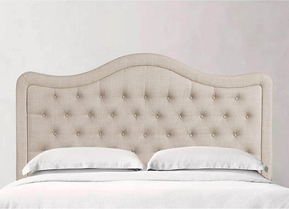 Rosevera Niana Upholstered Tufted Natural Linen Adjustable Headboard Bed with...