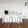 LEMBERI 26 inch Bar Stools Set of 4, Modern Counter Height Bar Stools, Faux Leather Barstool with Back and Metal Leg, Armless Bar Chairs for Kitchen Island (White, 4pcs 26")