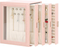 DesignSter Jewelry Box Organizer, Jewelry Box for Women, PU Jewelry Organizer Display Case with Side Drawers, Jewelry Storage for Earring Necklace Ring Bracelet Watch