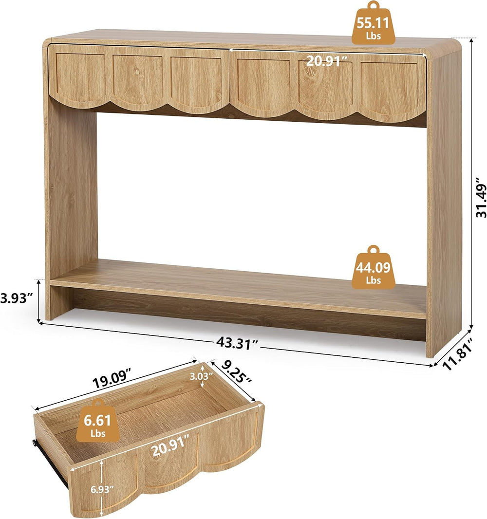 ORRD Console Table with Drawers, Mid-Century 43 Inches Narrow Entryway Table ...