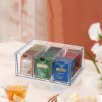 ELLDOO 3 Drawers Tea Bag Organizer Box, Clear Acrylic Stackable Tea Bag Storage Holder for Kitchen Pantry, Coffee Pod Snack Storage for Countertop Cabinet