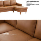 88" L-Shape Sofa, Faux Leather Sectional Couch, Mid Century Modern Couches with Solid Wood Frame for Living Room Bedroom