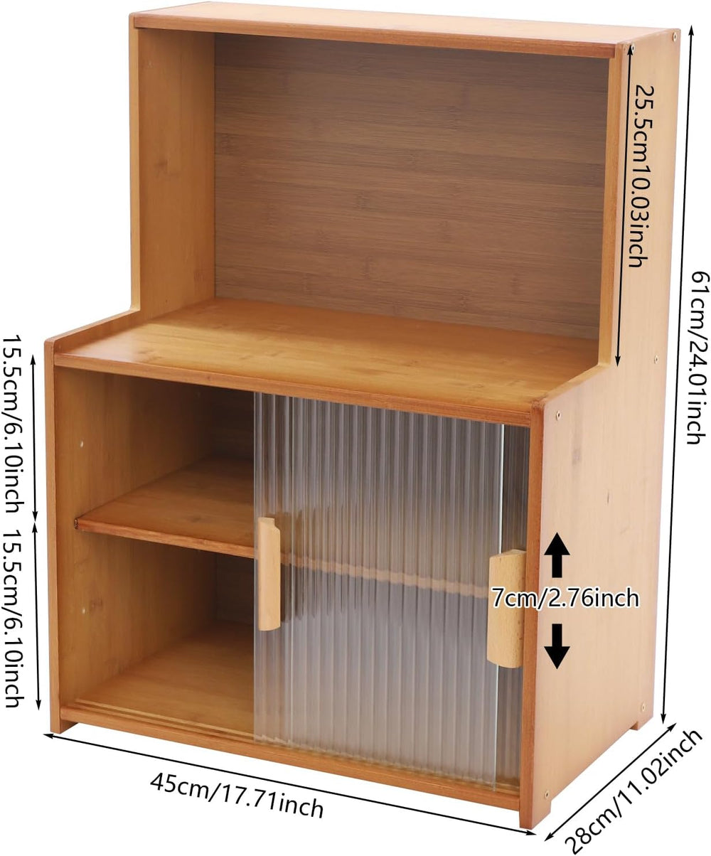 3 Tier Kitchen Pantry Sideboard with Sliding Doors and Adjustable Shelf,Small...