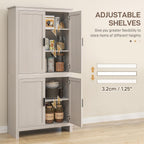 HOMCOM 64" Kitchen Pantry Cabinet Freestanding with 4 Doors Antique White | Storage Cabinet, 3 Adjustable Shelves, for Dining Room