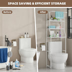 Over The Toilet Storage Shelf, 3-Tier Freestanding Bathroom Organizer with Towel Rack, Space Saver Cabinet Shelves Unit, Tall Slim Etagere for Bathroom, Modern Metal Furniture (White)