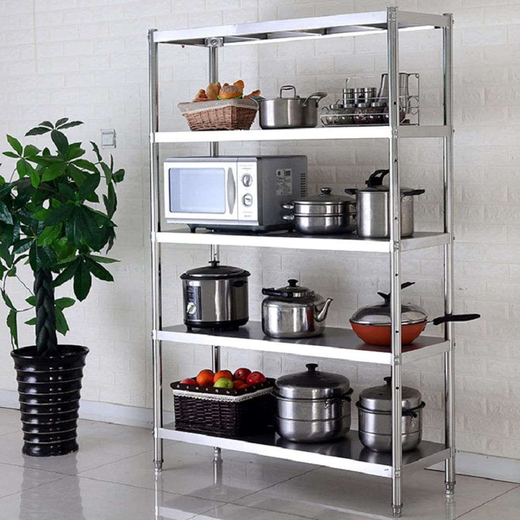 Kitchen Island Baker's Rack with 5 Tier Microwave Stand and Storage Shelf 90cm Height